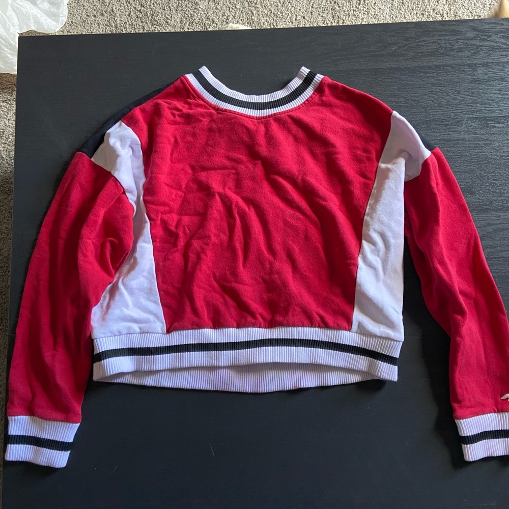 Large Red Cropped Hollister Sweater